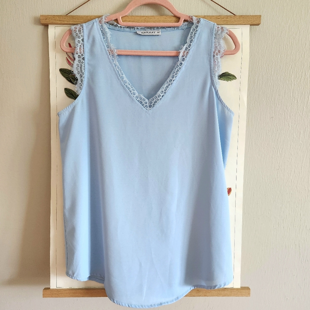 Harhay Blue Lace Top